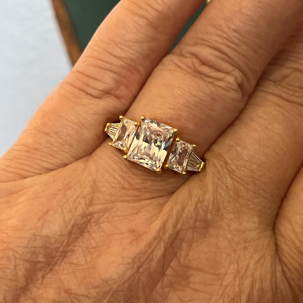 Elegant Gold AAA CZ 18k GF Women's Ring over 3ctw